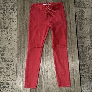 Taylor Hill x Joe's Jeans Mid Rise Skinny Ankle Coated Jeans Red 27